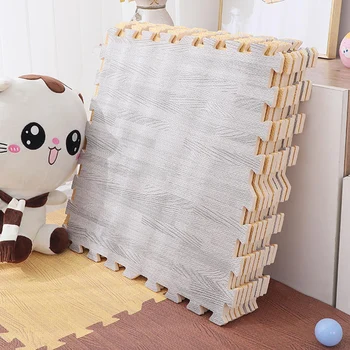 Най-новият мат-пъзел с дървени зърно, Пенопластовый геймърска подложка за спални, мека модерен подложка за подови настилки, килим за хол, ползающий килим
