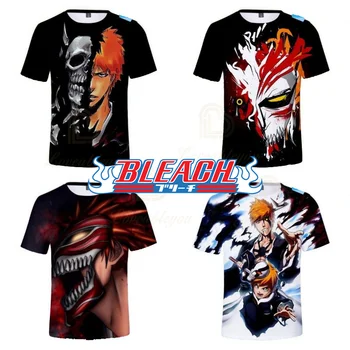 Тениски с аниме BLEACH Kurosaki Ichigo Cosplay, тениски с 3D Принтом, Детски Тениски, Блузи С Къс ръкав И Кръгло деколте, 3D Летни Дрехи от 4 до 14 години
