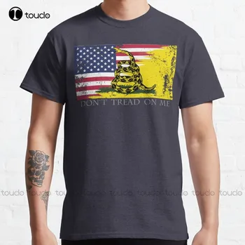 Нова класическа тениска с американския флаг Гадсдена, в памучна фланелка, мъжки мускулест риза по поръчка, тийнейджърката унисекс мода, Смешно е новост