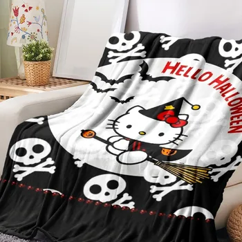 Kawaii Sanrio Здравей Kittys, Фланелевое одеяло на Хелоуин, My Melody, Подаръци за Хелоуин, Плюшевое Мультяшное одеяло Kuromi, Чаршаф за декор на стаята